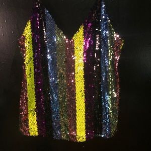 rainbow sequin party top